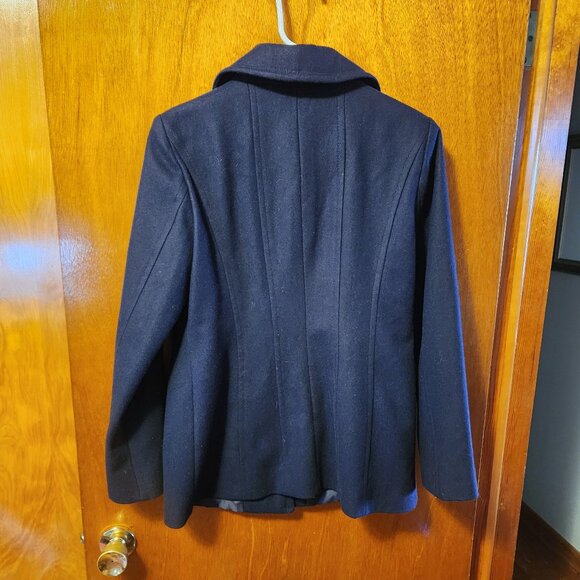 Women's Medium Anne Klein Black Wool Blend Pea Coat - Picture 8 of 8